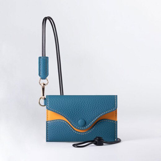 Hanatora Flower Tiger Flower Cuero Bolsa pequeña para hombres y mujeres Simple y conveniente Halter Tarjeta de presentación Tarjeta de presentación Bolsa de identificación de identificación para almacenamiento personal el lago Azul + Té de oro