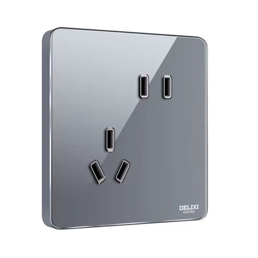 
DELIXI switch socket panel ultra-thin acrylic panel CD226 Dehao Starry Sky Gray Frameless Flat Socket Inclined Five-hole Socket