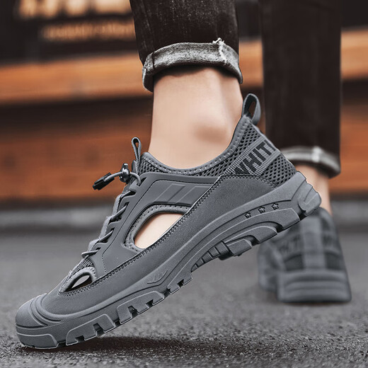 Changxiang Huili Sandals men's summer breathable head-toe men's shoes sports non-slip hole shoes outside wearing driving dual-purpose beach sandals sandals 12202 black 44