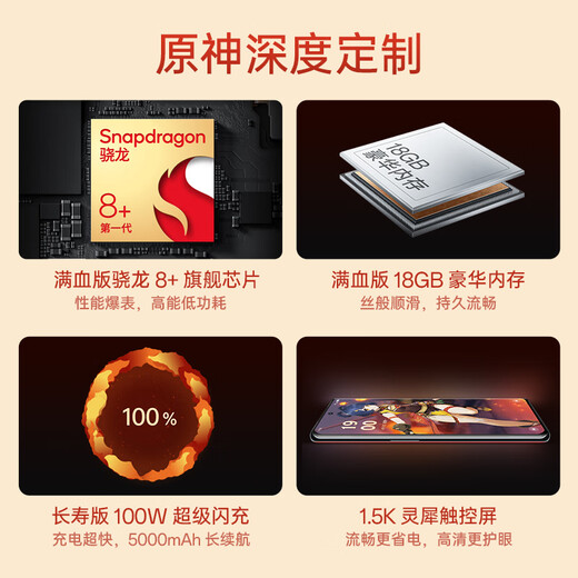 OnePlus Ace 2 Genshin Impact Custom Gift Box 18GB+512GB Lava Red Full-blooded Snapdragon 8+ Flagship Platform 1.5K Lingxi Touch Screen OPPO 5G Gaming Mobile