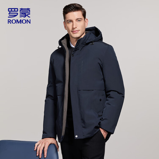 罗蒙（ROMON）棉服男士冬季潮流商务棉衣保暖棉袄外套中老年爸爸装MF78藏青XL