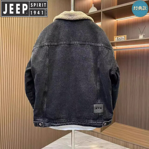 JEEP SPIRIT Jeep men's winter jacket denim jacket men's lamb velvet new plus velvet thickened retro warm lapel cotton jacket blue plus. velvet plus. thick #135 winter style M recommended 100-120Jin Jin equals 0.5 kg