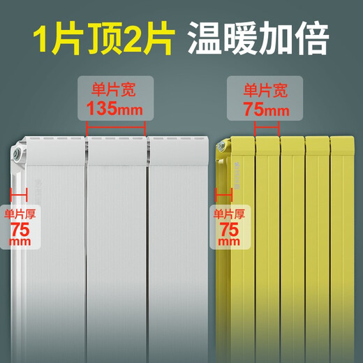 圣劳伦斯 暖气片家用水暖铜铝复合双水道暖气片集中散热自采暖定制散热器 三柱起订铜铝13575高 1800mm*1柱