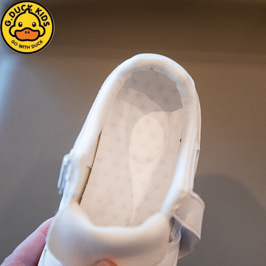 G.DUCKKIDS小黄鸭儿童板鞋女童小白鞋夏季新款中大童皮面防水软底板鞋男童鞋 皮面/826白色 26码/鞋内长16.5cm
