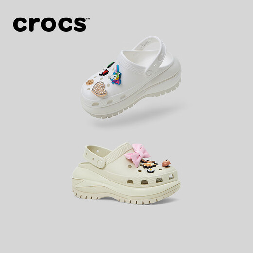 卡骆驰crocs檀健次推荐款光轮洞洞鞋百搭舒适女厚底老爹鞋207988 骨白色-2Y2(含智必星) 36 (220mm) 37
