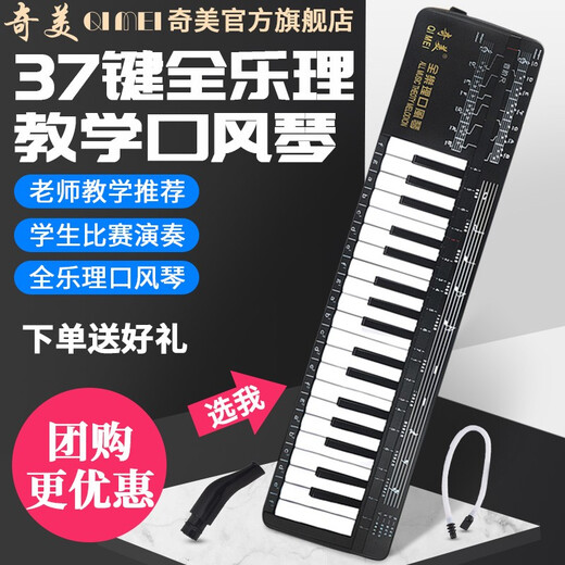 奇美口风琴37/32 键儿童小学生口风琴课堂教学专业演奏口风琴 37键全乐理-黑色（软盒）