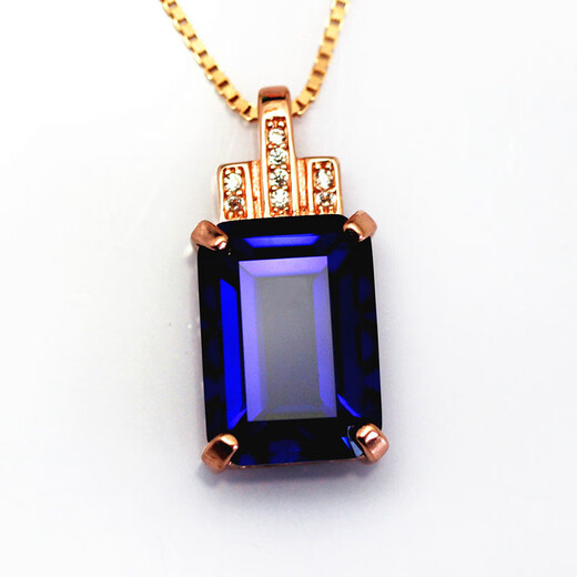 Fat Donglai same model Tanzanite sapphire rectangular pendant necklace women's accessories jewelry rose gold main stone 12X16mm without chain