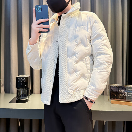 
Jessons down cotton jacket men's winter fashion brand thickened short cotton jacket 2024 new trendy and handsome warm cotton jacket 6623 meters white XL (125-140Jin[Jin equals 0.5 kg])