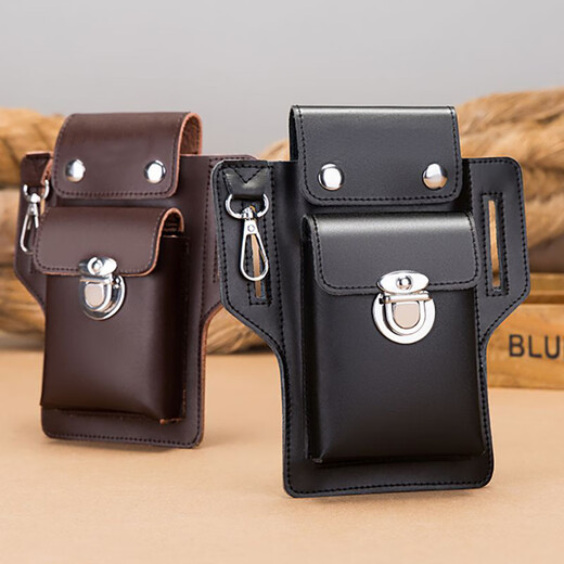 Bolsa de teléfono móvil Yu Dingfu para el sitio de construcción para hombres Bolsa de cintura con múltiples funciones Bolsa de cintura impermeable para cigarrillos colgantes Key al aire libre Modelo antirrobo Doble-Brown