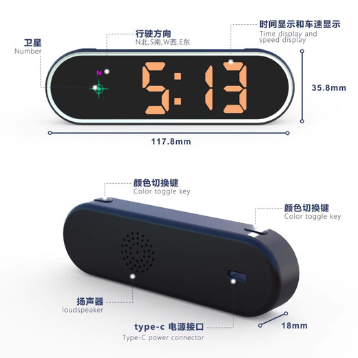 Sulianxing 2025 Neues elektronisches Hunderadar-Geschwindigkeitstest Alarm Car Bunte Head-up HUD-Display-Sicherheitswarninstrument [Flaggschiff verbessertes Beidou Modell + farbenfrohes blendendes Licht]