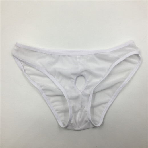 Private Shang Men's Sexy Underwear Transparent Underwear Stretch Mesh Revealing Hole Briefs White G-string T-Pants One Size 160Jin Jin is equal to 0.5kg within