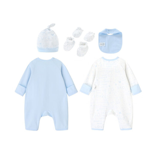 英氏（YEEHOO）新生儿衣服礼盒套装初生婴儿男女宝宝礼物满月服纯棉新生礼盒送礼 天空之境【6件套-精梳棉】 66cm