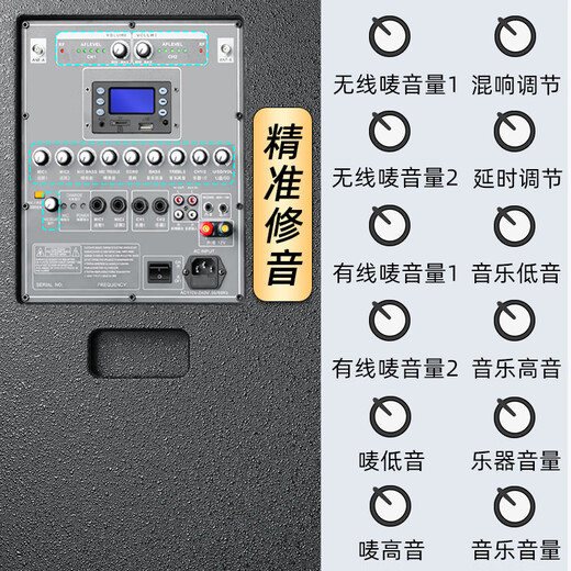 European and American sound mobile audio outdoor karaoke professional outdoor band large stage performance equipment square dance high-power Bluetooth singing trolley speaker 158M 15-inch super bass 500W 2* wireless U-segment metal microphone + spree