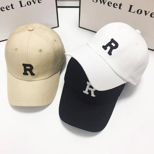 杨饰公子帽子男鸭舌帽春夏季防晒帽韩版时尚女遮阳帽R字母棒球帽 R黑色 均码 可调节