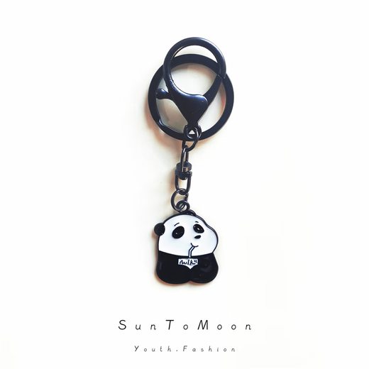 Suntomoon Schwarz -Weißer kleiner Panda -Cartoon Schlüsselbund DIY handgefertigte Tasche Anhänger Männer und Frauen beste Freunde Accessoires kreative kleine Geschenke Schwarzbär - B Style