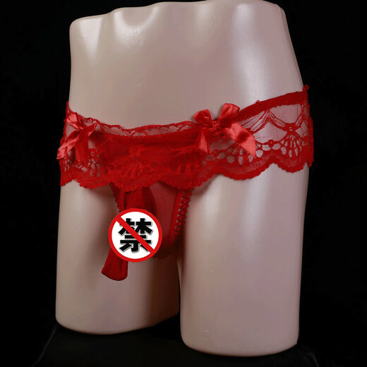 European and American men's sexy lingerie underwear, perverted sexy lace thong men's underwear, sexy transparent low-waisted seamless temptation in bed, perverted role-playing couple's intercourse stimulation, suspender style, white, oily cover, jj opening, 100-160Jin Jin equals 0.5 kg
