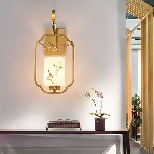 
XMSJ new Chinese style wall lamp bedroom bedside lamp living room aisle stairs TV wall modern Chinese style wall lamp B967 pair of deer copper color
