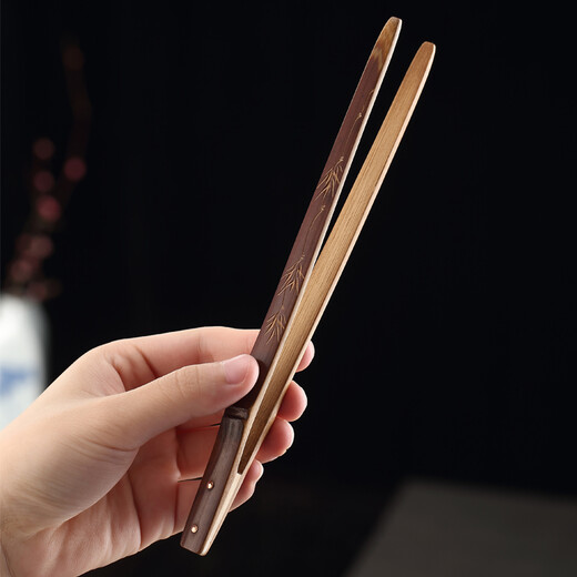 Tanyuan old coal bamboo tea clip cup clip tea tweezers hand carved high-end non-slip tea cup kung fu tea set tea leaf clip hand carved old coal bamboo tea clip bamboo leaves