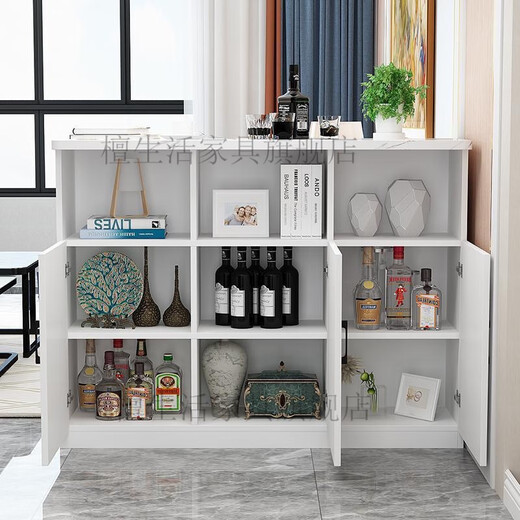 Hualaid home bar table kitchen restaurant partition cabinet multi-functional entrance cabinet modern simple small bar wine cabinet high table white cabinet + marble color countertop + white cabinet length 120 three doors