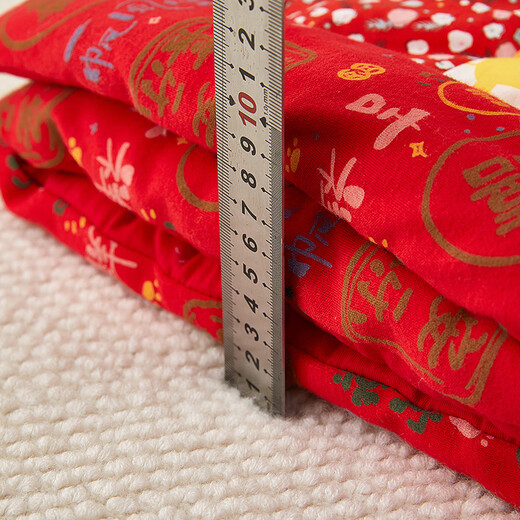 Newborn Baijia Quilt Finished Baby Handmade Pure Cotton Quilt Baby Cuddle Quilt Children's Autumn and Winter Thick Cover Blanket Summer Gong Xi Fa Cai (Removable Autumn and Winter Quilt) 100*100cm