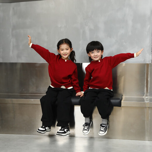 Little Bear Elf (xiaoxiongjingling) red sweater parent-child clothing, autumn and winter high-end festive Spring Festival clothing for a family of three and four, mother and daughter, burgundy single sweater, adult size 2XL (recommended height 175-185cm)