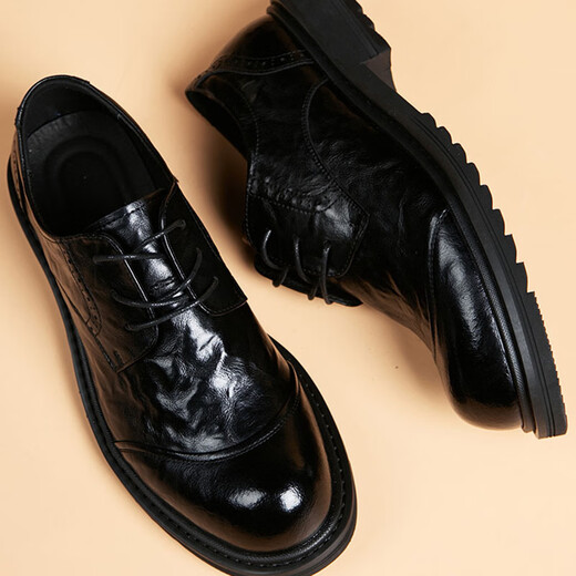 COOKOOS brand formal business casual leather shoes for men 2025 first layer cowhide genuine leather thick sole soft leather wedding shoes for men black 42