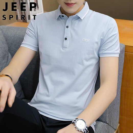 
Jeep (JEEP) ice silk short-sleeved T-shirt men's summer Korean style trendy shirt collar polo Paul Paul shirt lapel clothes men's half-sleeved 1301 black L 106-120Jin [Jin equals 0.5 kg]