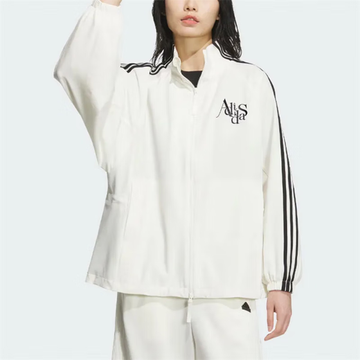 Adidas Clover Coat Frauen Frühling 2025 Neue lose Casual Sportswear Stand Halsband Wobdes Windschutzjacke auf JI9768 Han Yu White M.