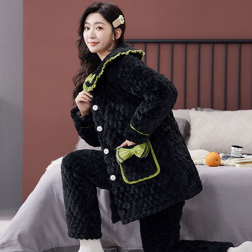 GTYUWVG Hunan Clothing provincial VELVET VELVET DE CORAL FEMELLE FLANNELLE FLANNELLE DE COTTON FLANNELLE DE COTTON À TROISSEUR À TROIS EUSTUME AUTONNEL Modèle M recommandé 80-100jin [Jin est égal à 0,5 kg]