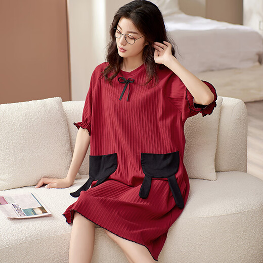 Songyan Pajamas Женская ночная рубашка Pure Cotton Summer Summer-рукавы с пижамами паджам набор весны и осенняя домашняя одежда могут носить мужчинами. 12138 Пары два набора (пожалуйста, оставьте сообщение для размера мужчин) M (рекомендуется 80-100 JIN [JIN равно 0,5 кг])