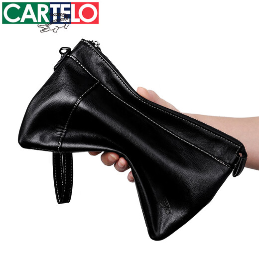 Kadile Crocodile Men's Cuff Soft Envelope Bag Hand Grab Large Capacity Clutch Men's Black Gift for Husband Father's Day Gift