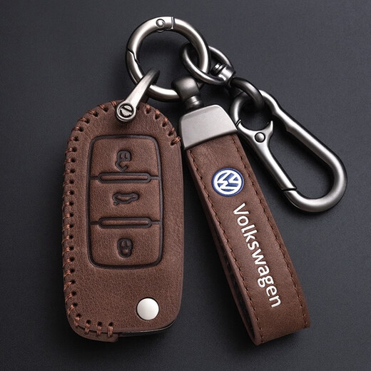 COOSTE Volkswagen Sagitar Lavida Key Case Passat Golf 678 Bora ID346 Tanyue X Tiguan L Sac de boucle auto A ACCORDE BROWNE-BROWNE [Volkswagen Huile en cuir]