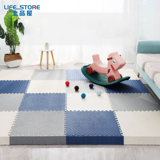 Quanpinwu foam floor mat for living room and bedroom splicing thickened crawling mat for children 30*30cm blue white gray 9 pieces