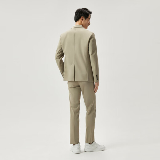 Jinba Men's 2025 Business Casual Gentleman Thin Comfortable High-end Slim Flat Lapel Suit BSFT1904 Khaki (Fit Version) XL (180)