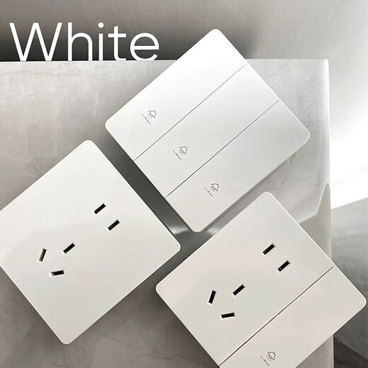 Électricien international dissimulé 86 Type Socket Socket grand panneau blanc Ultra-Thin Ultra-Thin Skin Fent 5 trous à cinq trous Panneau de bouton d'interrupteur à cinq trous (10a)