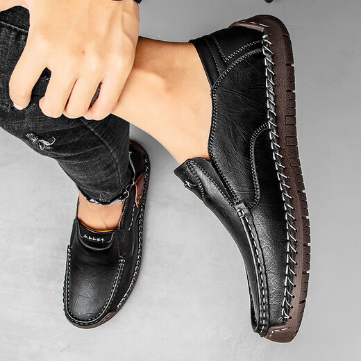 Región occidental Camel Camel Hombres de cuero genuino de cuero casual de cuero de gran tamaño British Perfect Geanie Zapatos marrón claro [9918 Four Seasons] 42