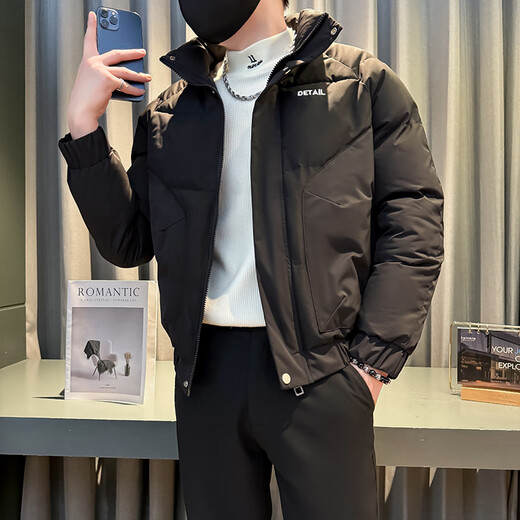 杰逊斯羽绒棉服男冬季潮牌加厚短款棉衣外套2024新款潮流痞帅保暖棉袄子 6625黑色 XL （125-140斤）