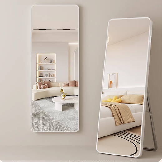 Huakai Zhixing Kleidungsspiegel Ganzkörper Spiegel Home Schlafzimmer Boden-Land-Spiegel Kleidungsgeschäft Fitness Mirror Internet Promi große Spiegel JY65 White 150*40
