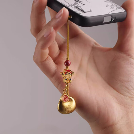 La puissance des accessoires suspendus à la longe de téléphonie mobile, une chaîne de téléphonie mobile en laiton, un pendentif court de la corde anti-perdure, un pendentif de paisance de la protection du corps en or de sable, une chaîne de clés USB Ornement multifonctionnel, Yuanbao Dieu de la chaîne de téléphones mobiles de richesse
