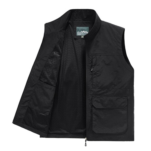 Walking Dragon Men's Vest Quick-Drying Multi-Pocket Vest Sports and Leisure Jacket 1868 Khaki Thin Style L (125Jin[Jin equals 0.5 kg]-140Jin[Jin equals 0.5 kg])