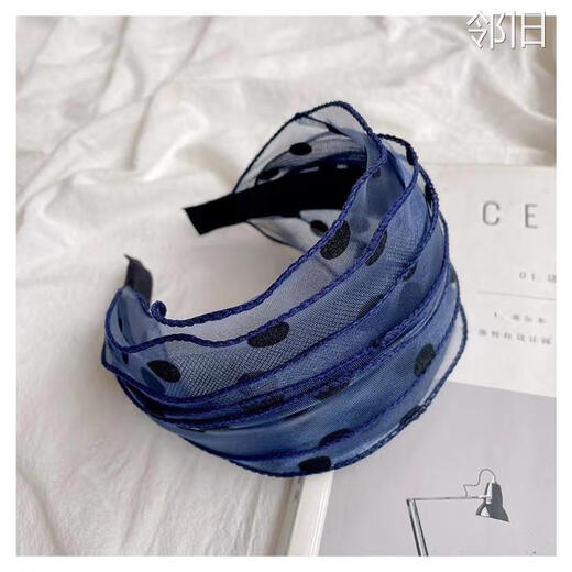 Hua Mu Rong autumn and winter white hair artifact headband for women to cover white hair, wide-brimmed hairpin, wide headband, internet celebrity hairband, headband, polka dot blue hairband