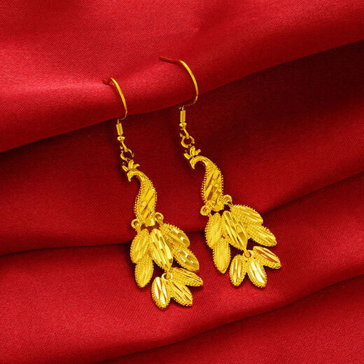 Fat Donglai's same gold-plated ear wire gold earrings for women, gold earrings, golden tassels, fashion gifts for women, Jinhua Yiyu ear wire