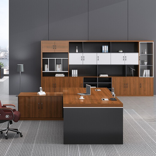 Shengli Desk Boss Desk Office Furniture Panel Executive Desk Office Desk and Chair Combination Computer Desk Writing Desk Teak Color 2.0 Meter Boss Desk + Boss Chair