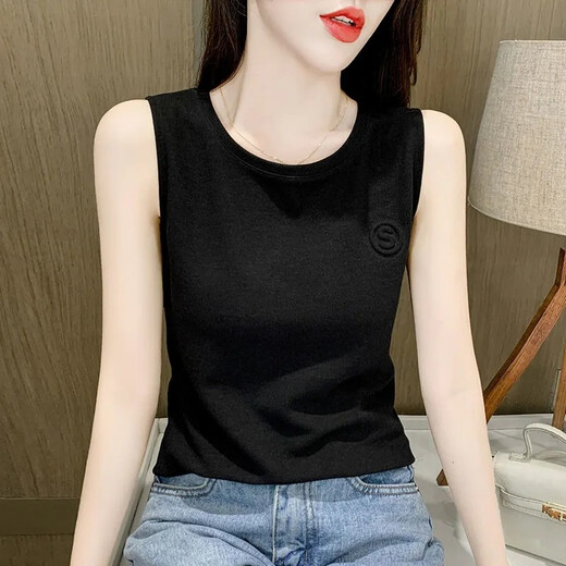 宠琳棉吊带背心女2025春季新款韩版修身显瘦百搭无袖打底外穿圆领上衣 灰色+白色【两件装】 XL 建议110-125斤