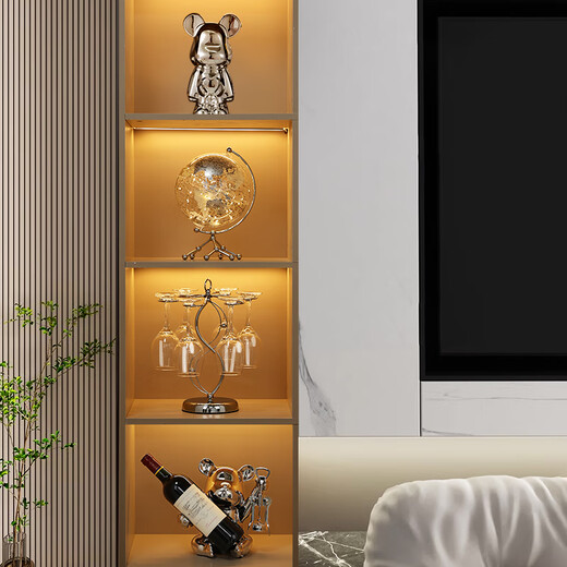 First sight of wine cabinet decorations, art, light luxury, high-end red wine racks, living room sideboards, TV cabinets, housewarming gifts, light luxury transparent globe ornaments, silver style + light strips