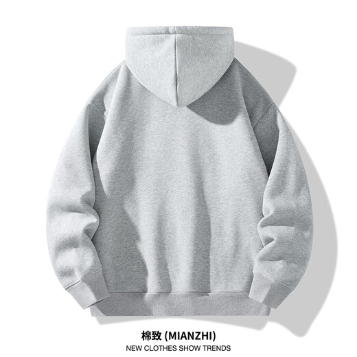 Cotton sweatshirt men's Hong Kong style trendy simple hooded jacket loose and versatile solid color bottoming shirt floral gray XL