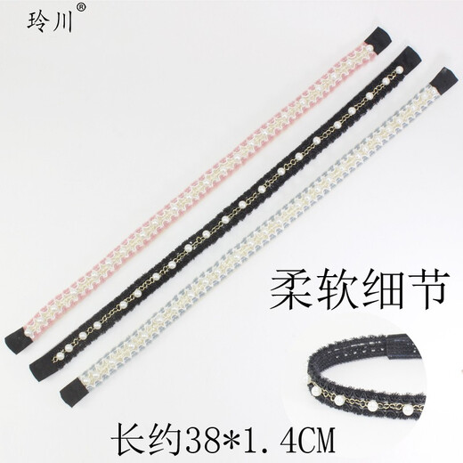 Lingchuan Korean version of girls' hair stickers, long magic stickers, hairbands, children's hairbands, bangs stickers, magic stickers for sticky hair, long style (black+pink+blue)