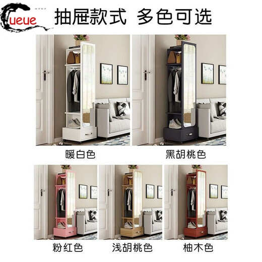 Mirador de aderezo de Ueue Ropa colgante Hanger Integrado de cuerpo completo Gabinete de almacenamiento del espejo del espejo del espejo del hogar del dormitorio del dormitorio móvil Espejo de un blanco cálido