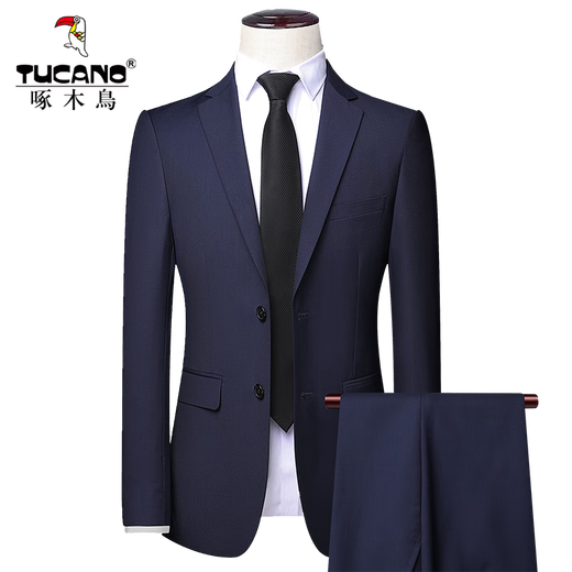 Woodpecker Suit Men's Solid Color Business Casual Suit Professional Formal Men's Suit Two-piece Groom Wedding Dress 801 Gray S/160/Pants 30 Recommended Weight 90-100Jin Jin is equal to 0.5 kg
