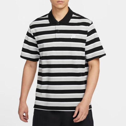 耐克（NIKE）短袖男装2025夏季新款健身训练运动服时尚翻领POLO衫透气休闲T恤 FN3897-010黑白条纹 L